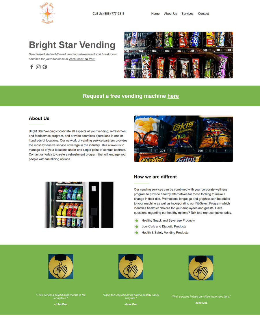 Vending Landing Page